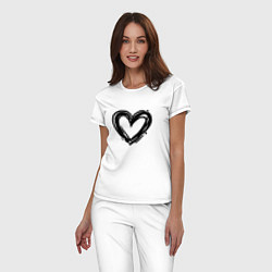 Пижама хлопковая женская Черное сердце, цвет: белый — фото 2