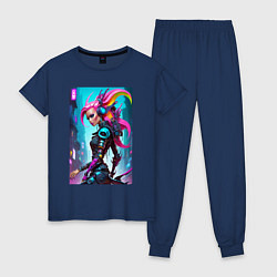 Пижама хлопковая женская Cyber witch - ai art fantasy, цвет: тёмно-синий