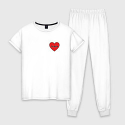 Пижама хлопковая женская Звук биения сердца из манги комикса тудум, цвет: белый