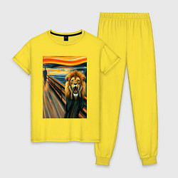 Женская пижама Лев кричит - мем картина от нейросети