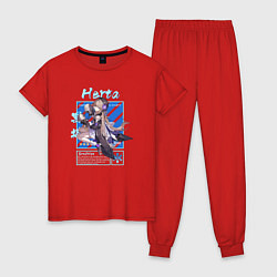 Пижама хлопковая женская Герта - Хонкай Стар Рейл, цвет: красный