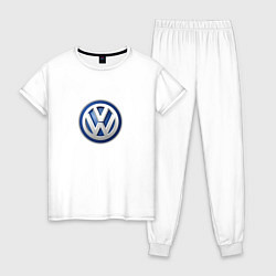Пижама хлопковая женская Volvo logo, цвет: белый