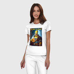 Пижама хлопковая женская In beer we trust - motto, цвет: белый — фото 2