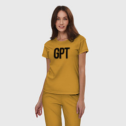 Пижама хлопковая женская GPT, цвет: горчичный — фото 2