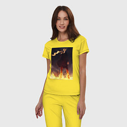 Пижама хлопковая женская Ван-Пис Санджи огненная нога, цвет: желтый — фото 2