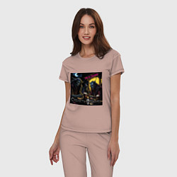 Пижама хлопковая женская Мы отрылись - Скелеты в шкафу, цвет: пыльно-розовый — фото 2