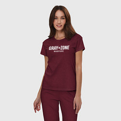 Пижама хлопковая женская Gray zone warfare logo, цвет: меланж-бордовый — фото 2