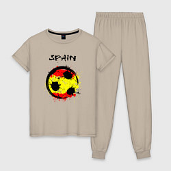 Пижама хлопковая женская Football Spain, цвет: миндальный