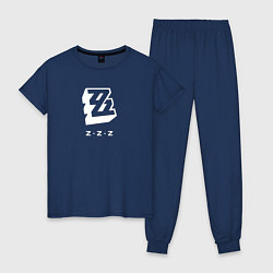 Пижама хлопковая женская Zenless Zone Zero logo, цвет: тёмно-синий
