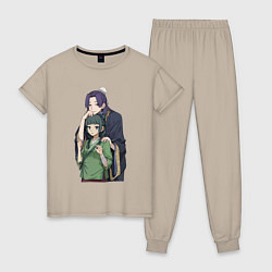 Пижама хлопковая женская Монолог фармацевта Жэньши Расчётливый интриган, цвет: миндальный