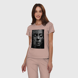 Пижама хлопковая женская Нейросети-абстрактное лицо девушки, цвет: пыльно-розовый — фото 2
