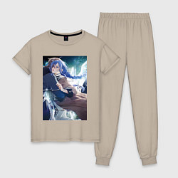 Пижама хлопковая женская Реинкарнация безработного Рокси Мигурдия и спасите, цвет: миндальный