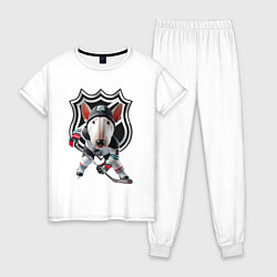 Пижама хлопковая женская Bully is an NHL forward - ai art, цвет: белый