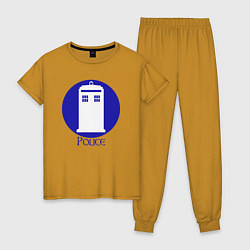 Пижама хлопковая женская Tardis police, цвет: горчичный