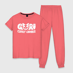 Пижама хлопковая женская Goro cuddly carnage logotype, цвет: коралловый