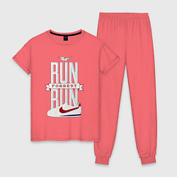 Пижама хлопковая женская Forrest Gump - run Forrest run, цвет: коралловый