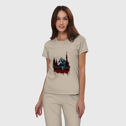 Пижама хлопковая женская Арт город любви - Скелеты в шкафу, цвет: миндальный — фото 2