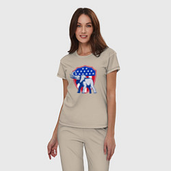 Пижама хлопковая женская Слон США, цвет: миндальный — фото 2