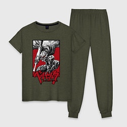 Пижама хлопковая женская Berserker - Griffith, цвет: меланж-хаки