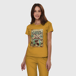 Пижама хлопковая женская Барбер атрибуты, цвет: горчичный — фото 2