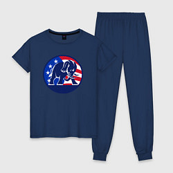 Пижама хлопковая женская Слон - США, цвет: тёмно-синий