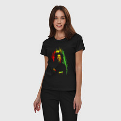Пижама хлопковая женская Bob Marley vibe, цвет: черный — фото 2