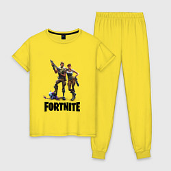 Пижама хлопковая женская Fortnite PVE, цвет: желтый