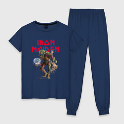Пижама хлопковая женская Iron Maiden rock band, цвет: тёмно-синий