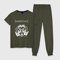 Пижама хлопковая женская Evanescence rock dog, цвет: меланж-хаки