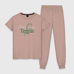 Пижама хлопковая женская Good girls tennis club, цвет: пыльно-розовый