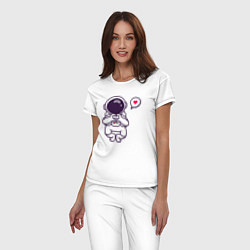 Пижама хлопковая женская Astronaut love, цвет: белый — фото 2