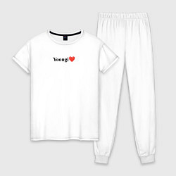 Пижама хлопковая женская BTS Yoongi, цвет: белый