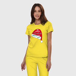 Пижама хлопковая женская Шапка Санта Клауса - мы празднуем Рождество когда, цвет: желтый — фото 2