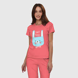 Пижама хлопковая женская Sweet bunny, цвет: коралловый — фото 2