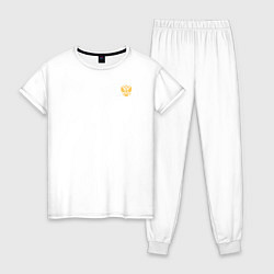 Пижама хлопковая женская Сокрушу пред ним врагов его малый герб желтый, цвет: белый