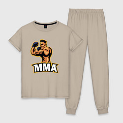 Пижама хлопковая женская Fighter MMA, цвет: миндальный