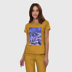 Пижама хлопковая женская Ван-Пис Луффи улыбается, цвет: горчичный — фото 2