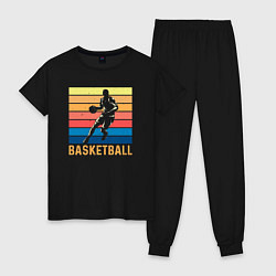 Пижама хлопковая женская Basketball lettering, цвет: черный