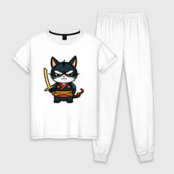 Женская пижама Смелый кот самурай