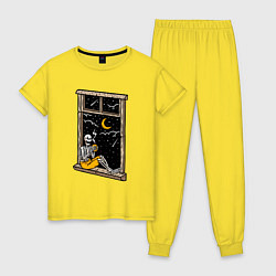 Пижама хлопковая женская Ночной мечтатель, цвет: желтый