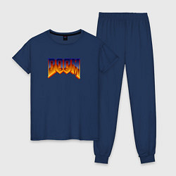 Пижама хлопковая женская Doom logotype, цвет: тёмно-синий