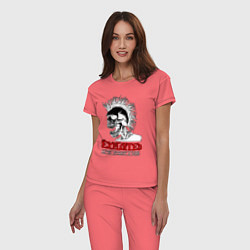 Пижама хлопковая женская Exploited - lets start a war, цвет: коралловый — фото 2