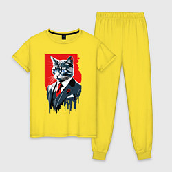 Женская пижама Кот джентльмен с голубыми глазами - мем