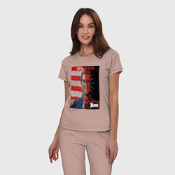 Пижама хлопковая женская Американский символ, цвет: пыльно-розовый — фото 2