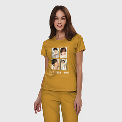 Пижама хлопковая женская Lee know stray kids cute, цвет: горчичный — фото 2