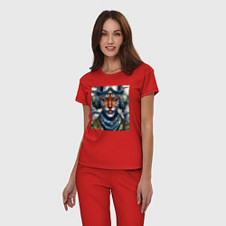 Пижама хлопковая женская Tigress girl military pilot, цвет: красный — фото 2