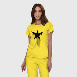 Пижама хлопковая женская Black blot star - minimalism, цвет: желтый — фото 2