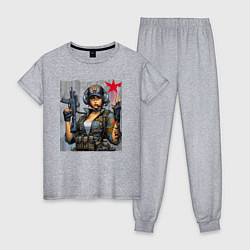 Женская пижама Cool military girl - graffiti