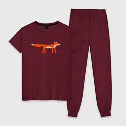 Пижама хлопковая женская Funny fox, цвет: меланж-бордовый
