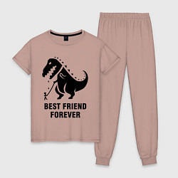 Пижама хлопковая женская Godzilla best friend, цвет: пыльно-розовый